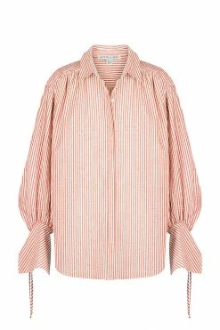 Shona Joy ROBERTA BALLOON SLEEVE SHIRT - RED TOPS