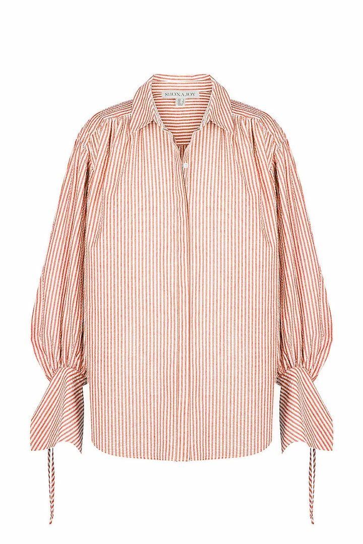 Shona Joy ROBERTA BALLOON SLEEVE SHIRT - RED TOPS