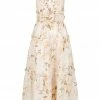 Shona Joy ROXANNE LINEN PLUNGED TIERED MIDI DRESS DRESSES