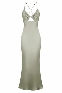 Shona Joy LA LUNE RUCHED BODICE MIDI DRESS - SAGE DRESSES