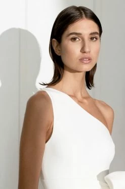 Shona Joy DRESSES LUCY ONE SHOULDER MIDI DRESS - IVORY