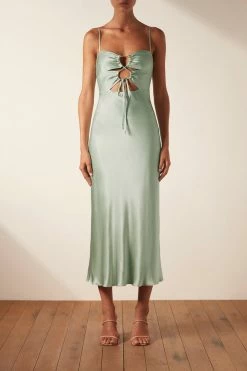 Shona Joy DRESSES FELICITY LACE UP MIDI DRESS - THYME