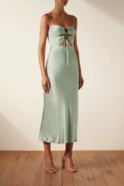 Shona Joy DRESSES FELICITY LACE UP MIDI DRESS - THYME