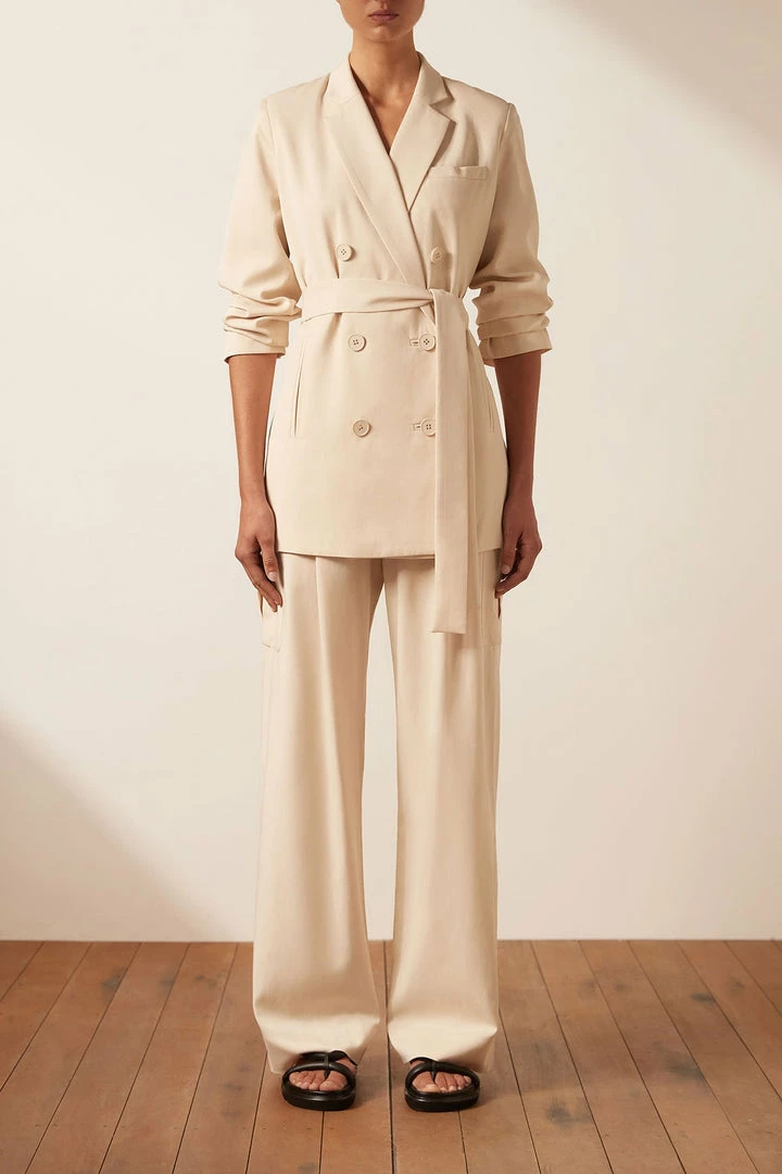 Shona Joy SARA DOUBLE BREASTED BLAZER - CREMA TOPS