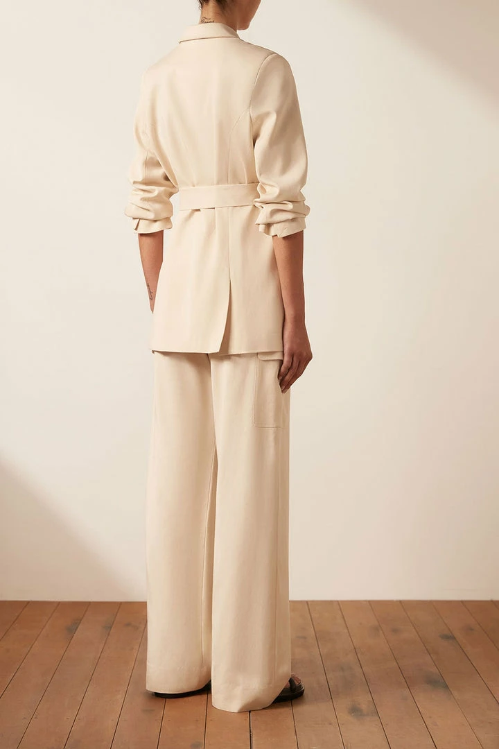 Shona Joy SARA DOUBLE BREASTED BLAZER - CREMA TOPS