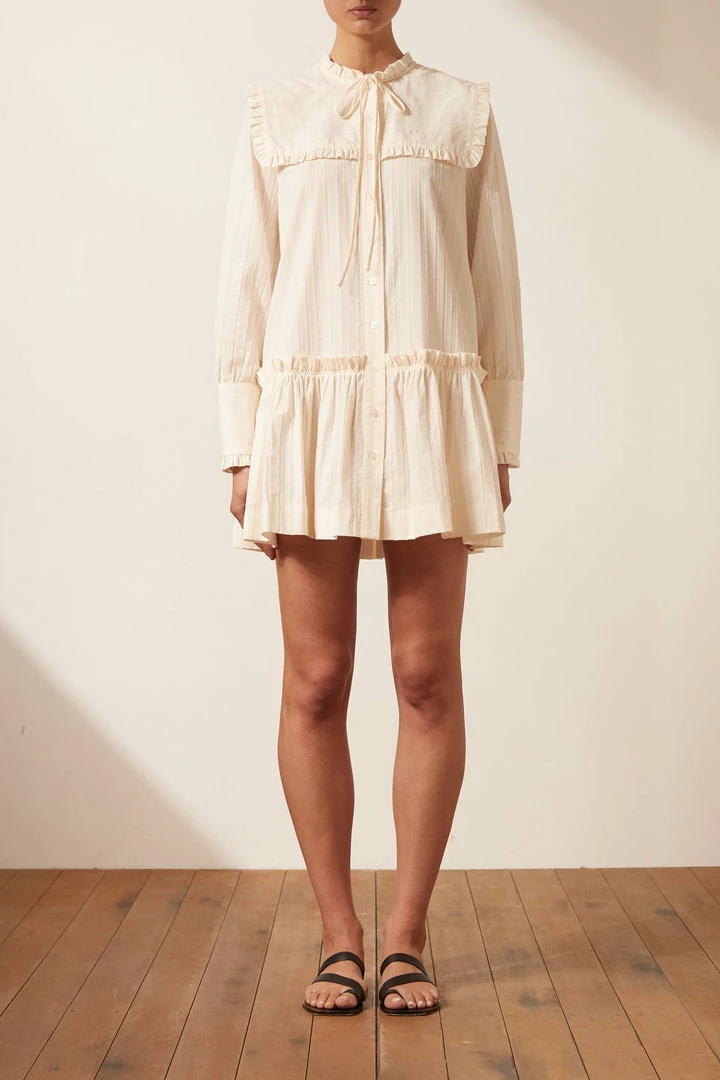 Shona Joy ELLA FRILL CAPE MINI DRESS - VANILLA DRESSES