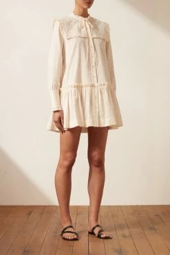Shona Joy ELLA FRILL CAPE MINI DRESS - VANILLA DRESSES