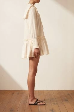 Shona Joy ELLA FRILL CAPE MINI DRESS - VANILLA DRESSES