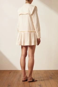 Shona Joy ELLA FRILL CAPE MINI DRESS - VANILLA DRESSES