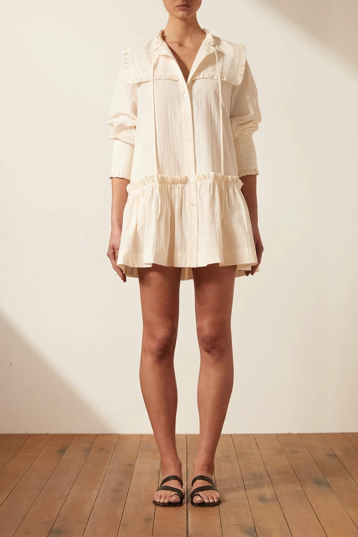Shona Joy ELLA FRILL CAPE MINI DRESS - VANILLA DRESSES