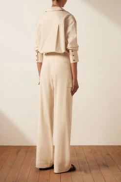 Shona Joy TOPS ISABELLA BUTTON UP BOYFRIEND SHIRT - CHALK