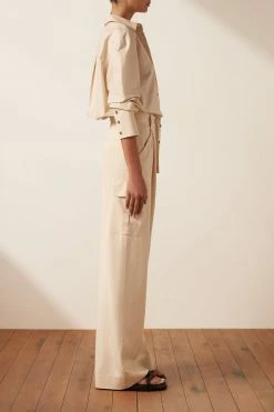 Shona Joy TOPS ISABELLA BUTTON UP BOYFRIEND SHIRT - CHALK