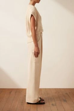 Shona Joy TOPS EVA CABLE VEST - CREMA