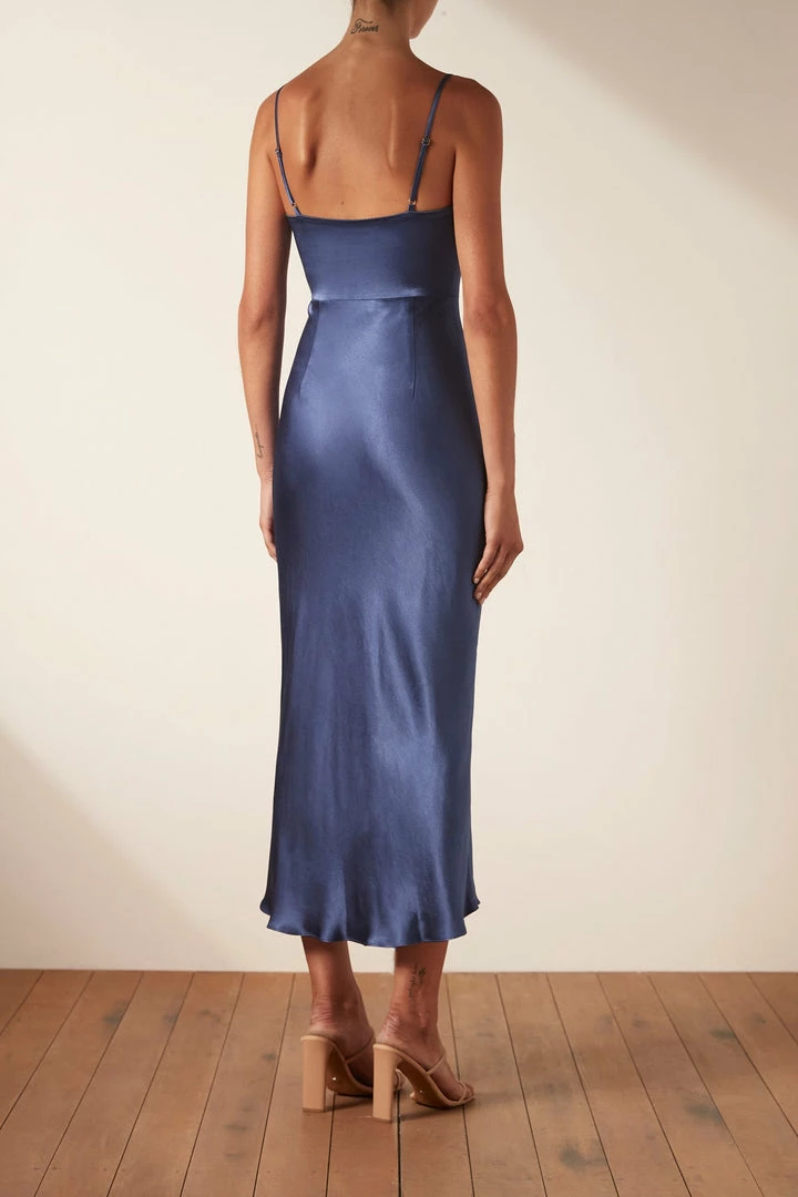 Shona Joy THALIA LACE UP MIDI DRESS - AEGEAN BLUE DRESSES