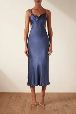 Shona Joy THALIA BIAS CUT OUT MIDI DRESS - AEGEAN BLUE DRESSES