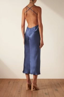 Shona Joy THALIA BIAS CUT OUT MIDI DRESS - AEGEAN BLUE DRESSES