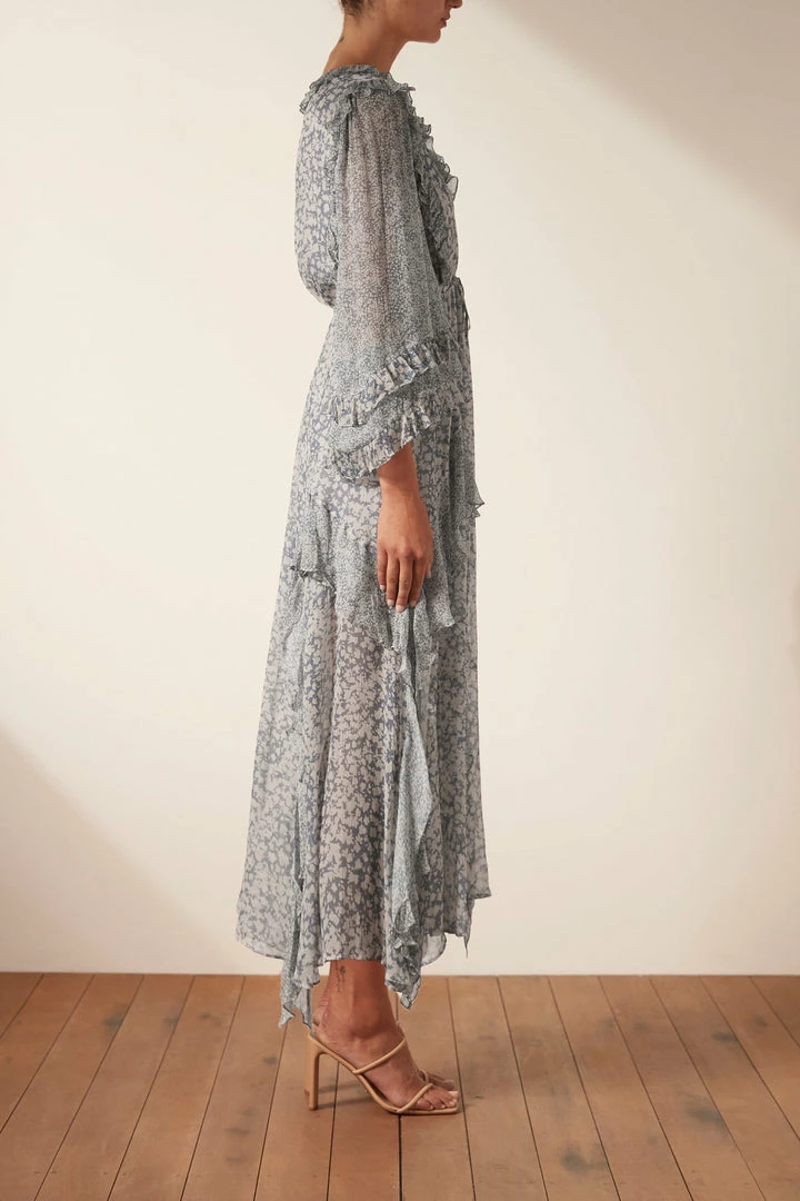 Shona Joy CANDICE BALLOON SLEEVE FRILL MIDI DRESS DRESSES