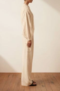 Shona Joy EVA CABLE JUMPER - CREMA TOPS
