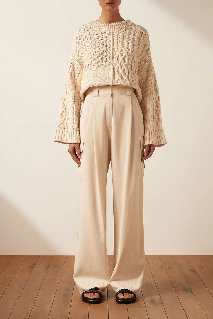 Shona Joy EVA PATCH KNIT JUMPER - CREMA