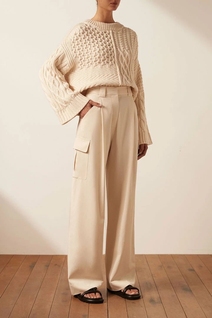 Shona Joy EVA PATCH KNIT JUMPER - CREMA