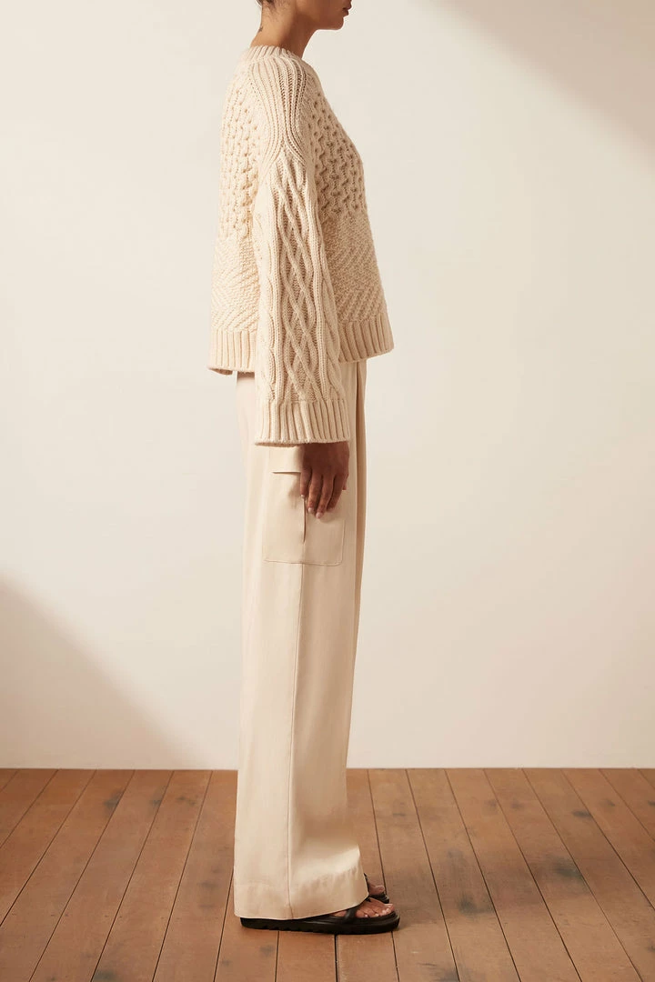 Shona Joy EVA PATCH KNIT JUMPER - CREMA