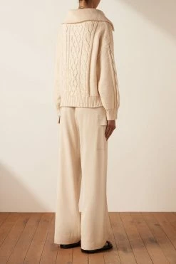 Shona Joy EVA CABLE ZIP UP JUMPER - CREMA