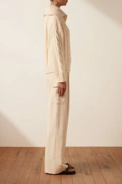 Shona Joy EVA CABLE ZIP UP JUMPER - CREMA