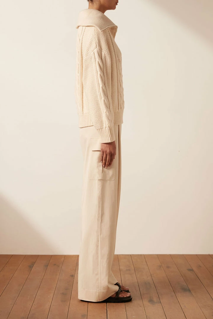 Shona Joy EVA CABLE ZIP UP JUMPER - CREMA