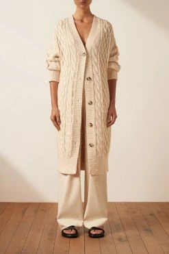 Shona Joy EVA CABLE CARDIGAN - CREMA