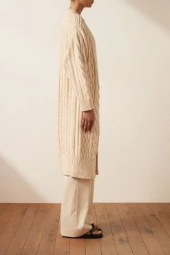 Shona Joy EVA CABLE CARDIGAN - CREMA