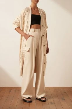 Shona Joy EVA CABLE CARDIGAN - CREMA