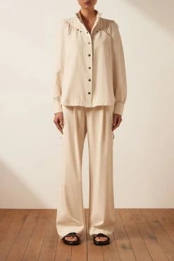 Shona Joy PRISCILA HIGH NECK UTILITY SHIRT - CREMA