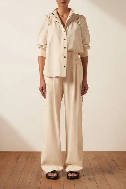 Shona Joy PRISCILA HIGH NECK UTILITY SHIRT - CREMA
