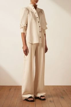 Shona Joy PRISCILA HIGH NECK UTILITY SHIRT - CREMA