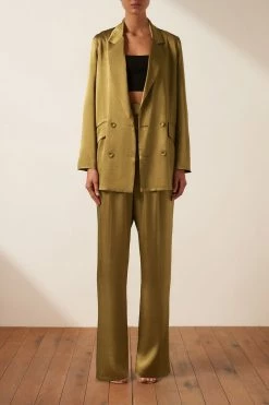 Shona Joy TOPS GIORGIA DOUBLE BREASTED BLAZER - OLIVE OIL