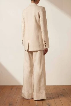 Shona Joy TOPS LUNA LINEN DOUBLE BREASTED BLAZER - NATURAL