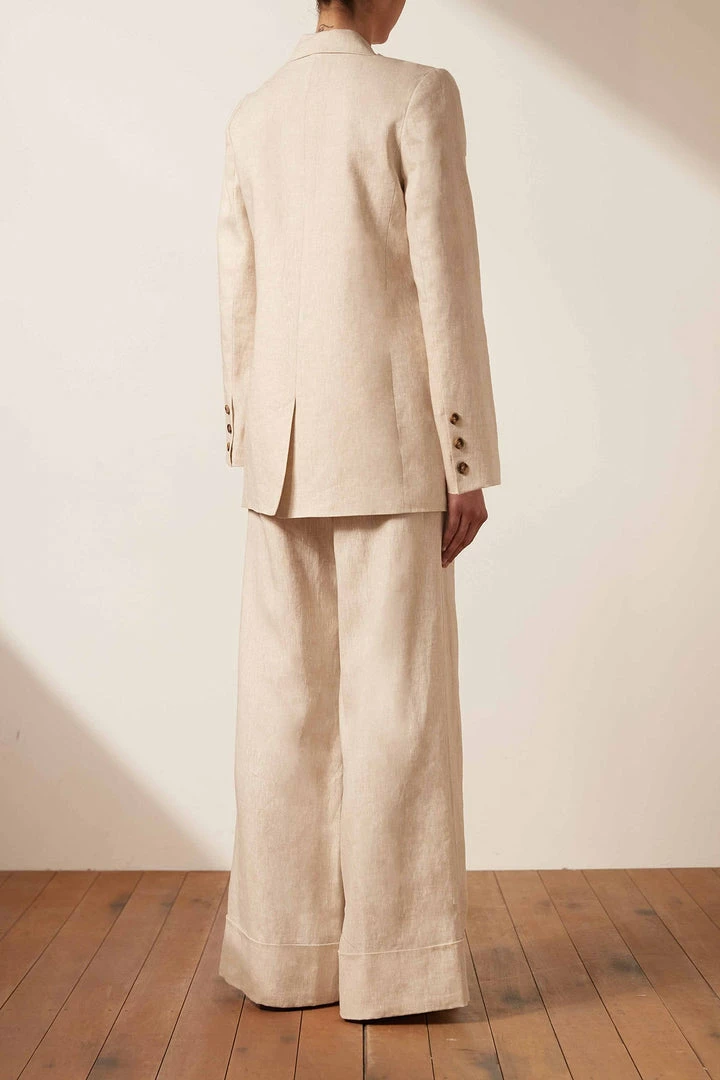 Shona Joy TOPS LUNA LINEN DOUBLE BREASTED BLAZER - NATURAL