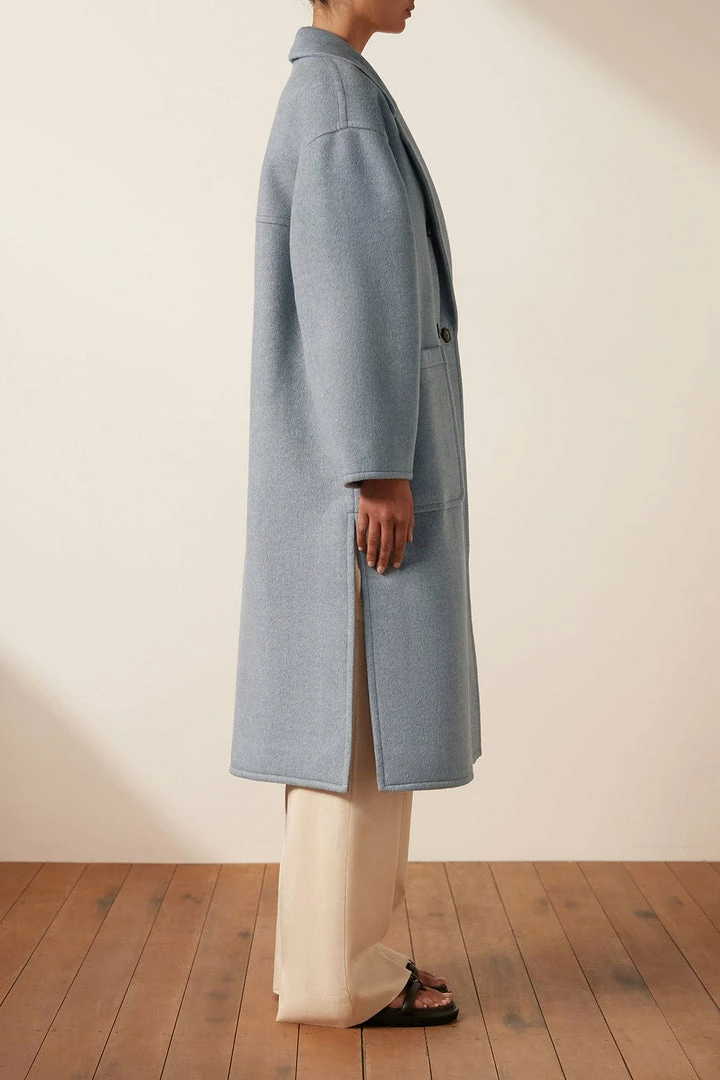 Shona Joy AZZURRA OVERSIZED LONG COAT - BLUE SMOKE TOPS