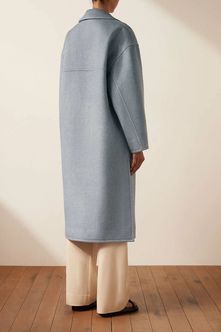 Shona Joy AZZURRA OVERSIZED LONG COAT - BLUE SMOKE TOPS