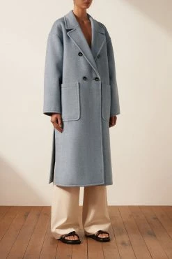 Shona Joy AZZURRA OVERSIZED LONG COAT - BLUE SMOKE TOPS