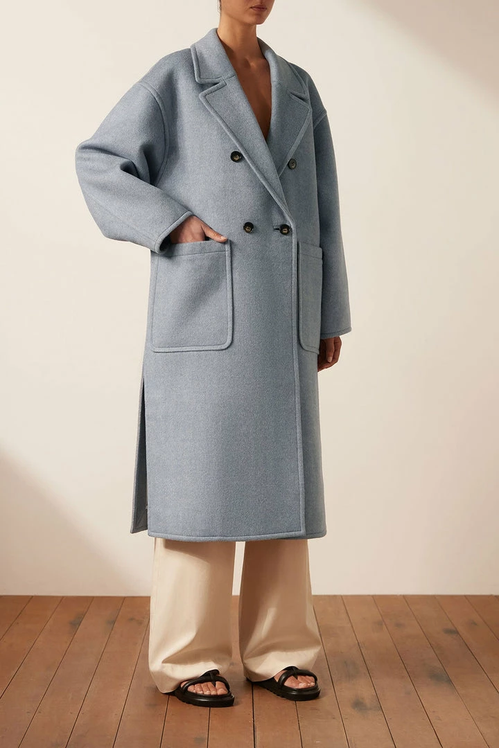 Shona Joy AZZURRA OVERSIZED LONG COAT - BLUE SMOKE TOPS