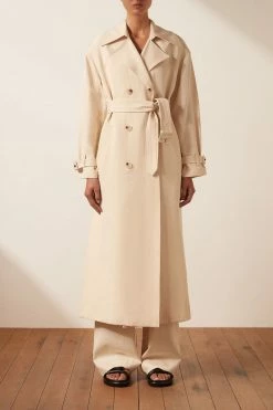 Shona Joy MATILDA LINEN TRENCH COAT - CREMA TOPS
