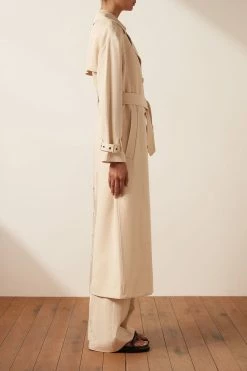 Shona Joy MATILDA LINEN TRENCH COAT - CREMA TOPS