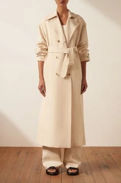Shona Joy MATILDA LINEN TRENCH COAT - CREMA TOPS