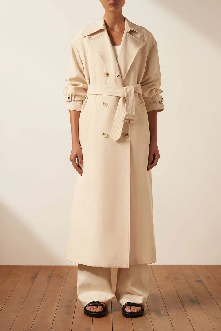 Shona Joy MATILDA LINEN TRENCH COAT - CREMA TOPS