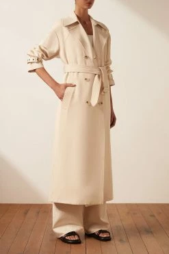 Shona Joy MATILDA LINEN TRENCH COAT - CREMA TOPS