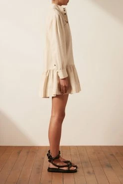 Shona Joy PRISCILA HIGH NECK UTILITY MINI DRESS - CREMA DRESSES