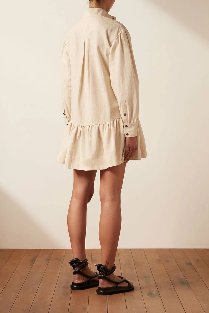 Shona Joy PRISCILA HIGH NECK UTILITY MINI DRESS - CREMA DRESSES