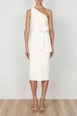 Shona Joy DRESSES LUCY ONE SHOULDER MIDI DRESS - IVORY