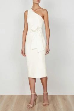 Shona Joy DRESSES LUCY ONE SHOULDER MIDI DRESS - IVORY